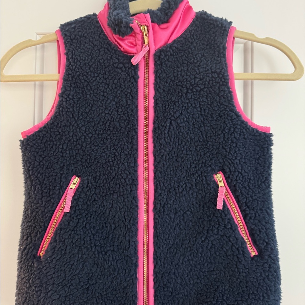 Crewcuts Pink and Navy Sherpa Vest